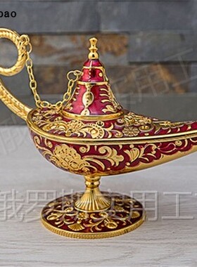 Z2+3新款特价俄罗斯锡金属阿拉丁神灯大小号金边红色桌面摆件许愿