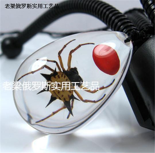 ZK-3水晶琥珀项链毛衣链红豆角蜘蛛爱情八方进财进口树脂真虫