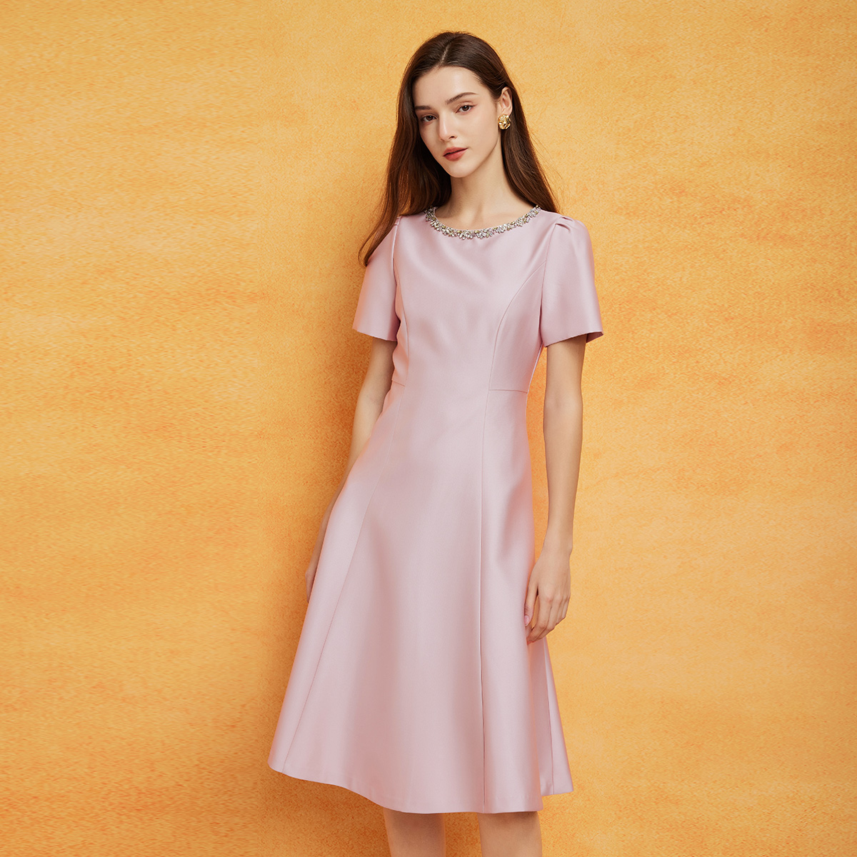 斯尔丽通勤A字裙聚酯纤维