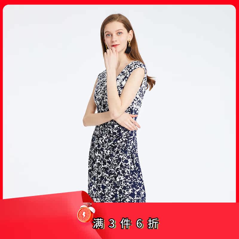 斯尔丽瑟俪时尚女装针织印花修身连衣裙