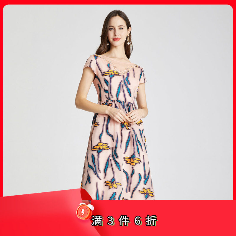 斯尔丽瑟俪2021年春季上新高端新款优雅A摆奢华礼服连衣裙