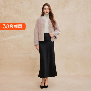 斯尔丽2024冬季新款高级感羊剪绒短款时尚女式外套