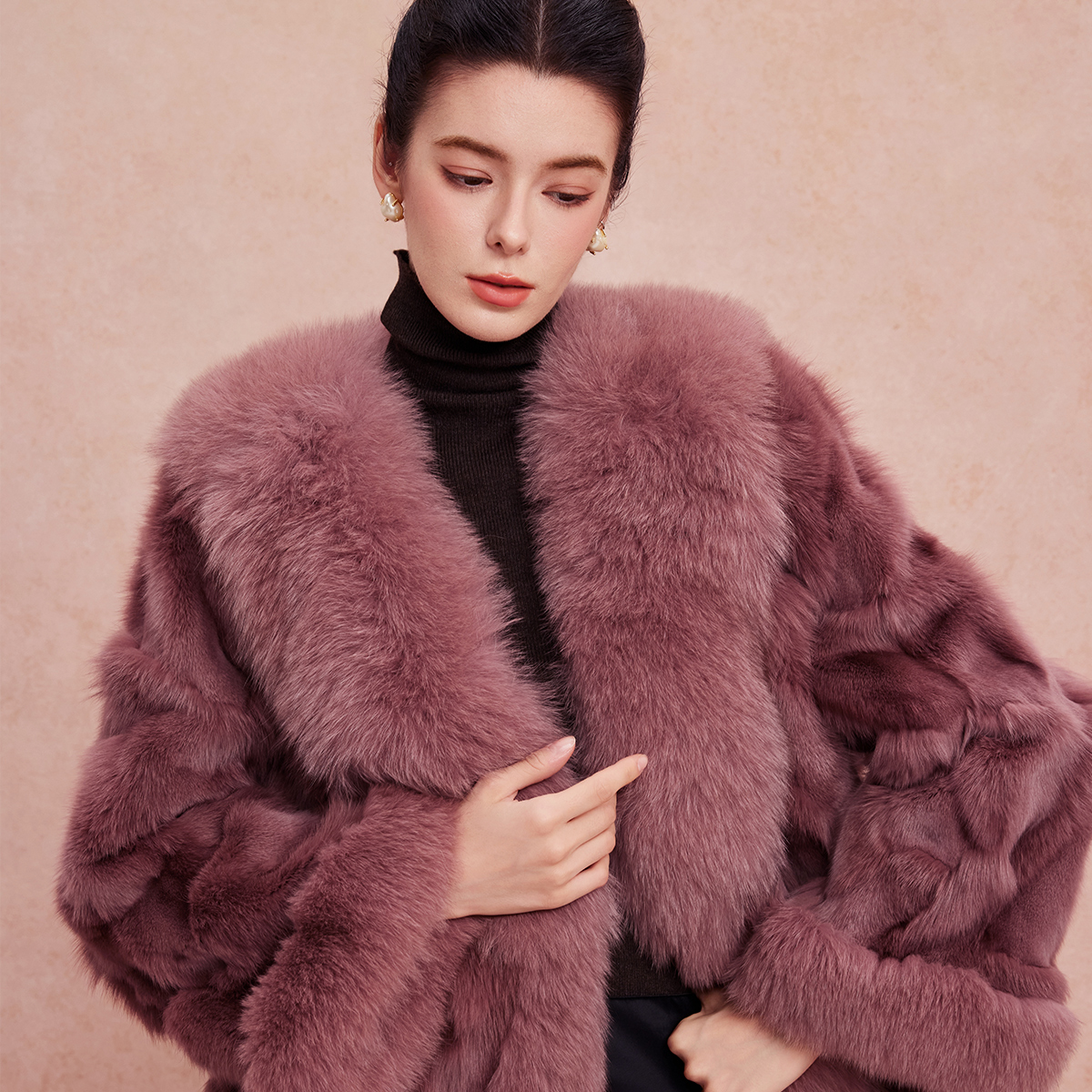 斯尔丽2025冬季新款进口狐狸毛贵妇皮草高级复古奢华皮草长外套