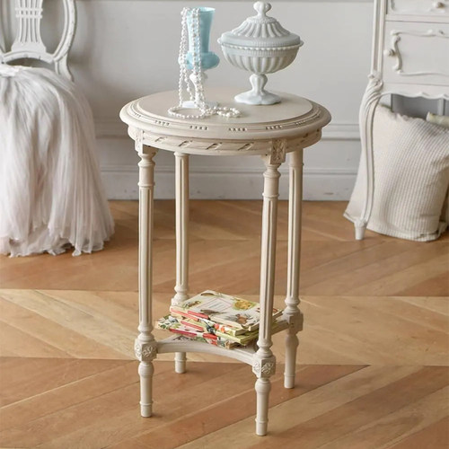 美式实木藤艺简约圆形欧式小茶几