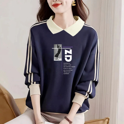 POLO衫纯棉上衣女长袖打底衫卫衣