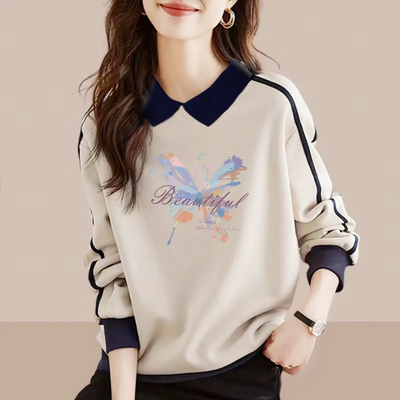 POLO衫纯棉长袖卫衣文艺翻领上衣