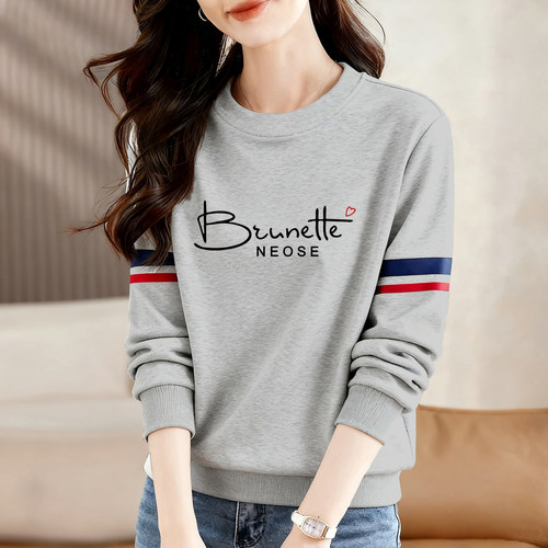 长袖卫衣拼接两条杠纯棉打底上衣