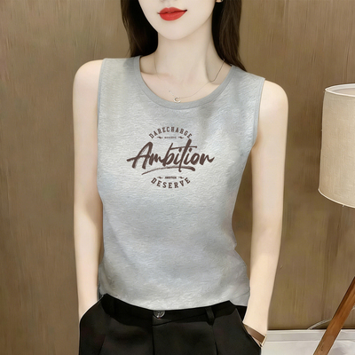 时尚字母印花无袖纯棉吊带背心女