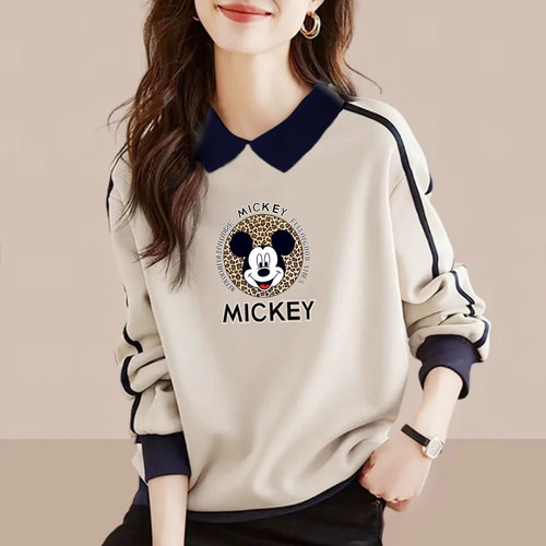 polo领卫衣女减龄打底衫纯棉上衣