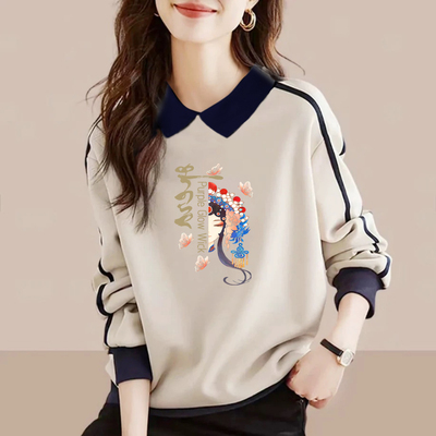 假两件polo领卫衣纯棉打底衫上衣