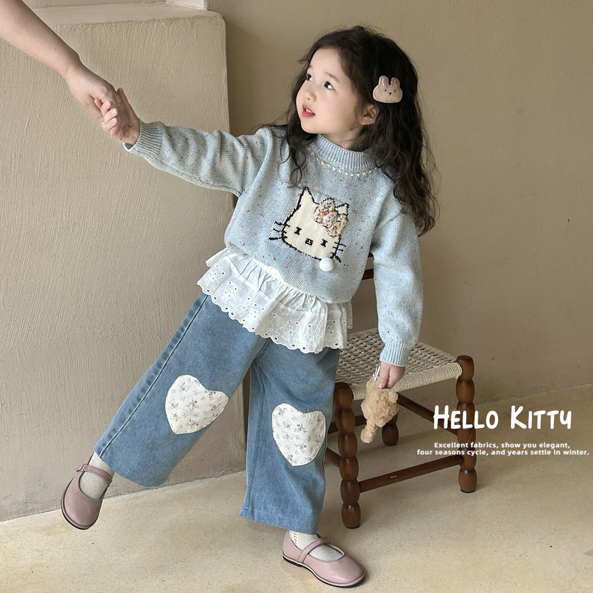 女童休闲春秋卡通毛衣套装2件