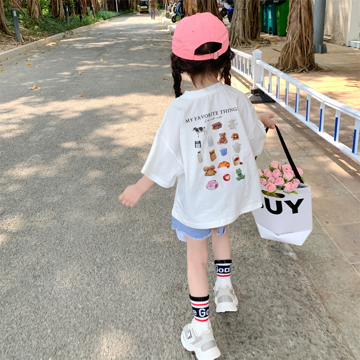 女童半袖卡通小熊印花打底衫