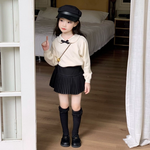 女童针织衫套装miu系春秋学院风儿童毛衣韩版超好看甜美长袖上衣