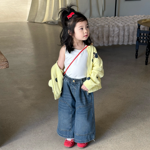 韩版女童连帽拉链波点开衫卫衣