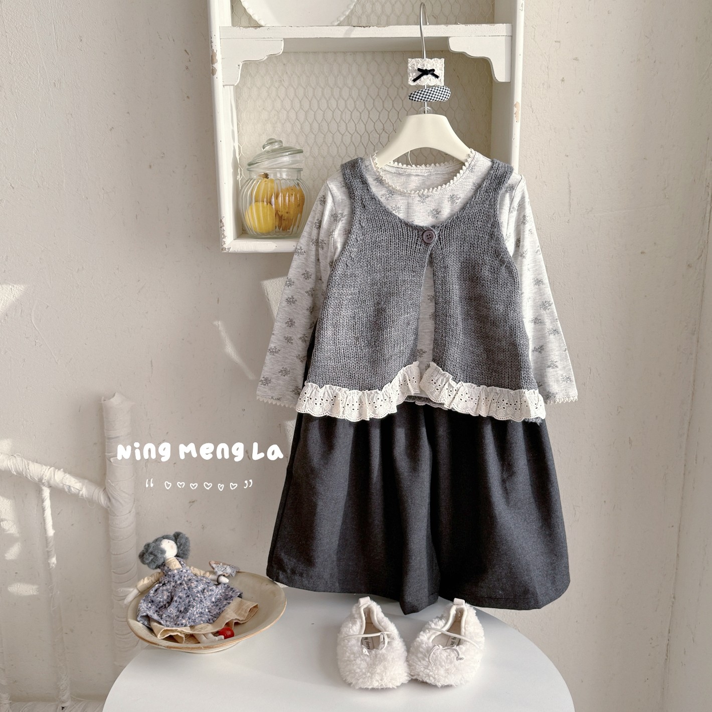 女童森系碎花套装2026春季新款儿童拼接针织马甲打底衫宝宝阔腿裤,童装/婴儿装/亲子装,套装,淘宝优惠券,粉丝福利购,淘宝优惠卷