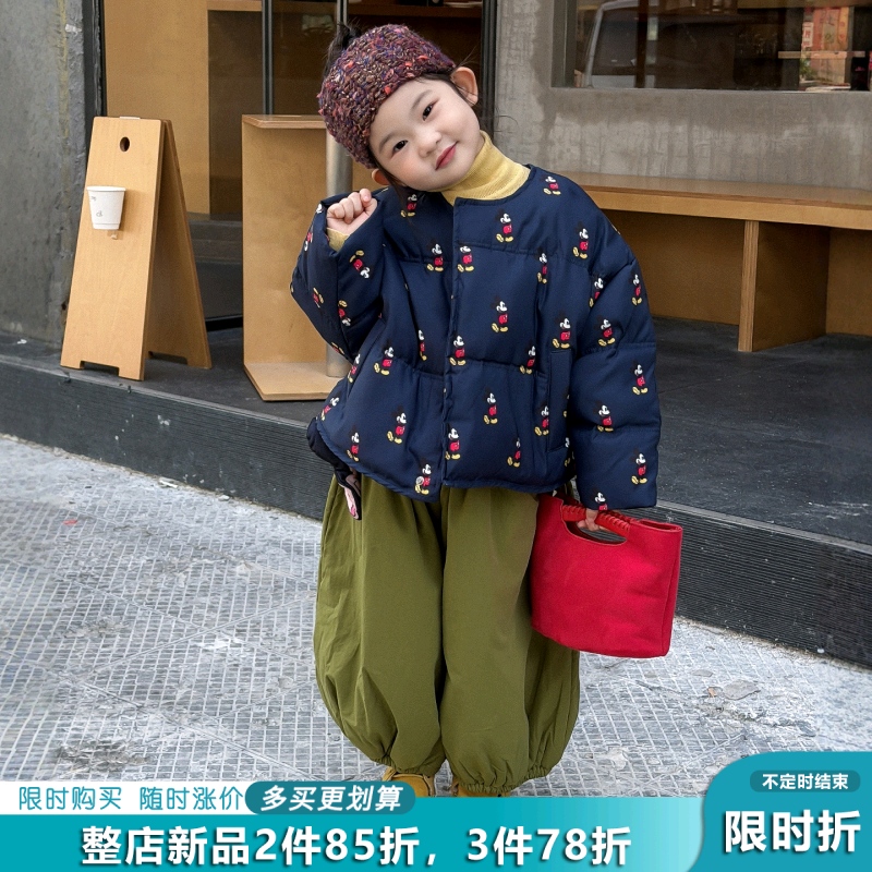 女童碎花棉服+棉裤（送米奇头）