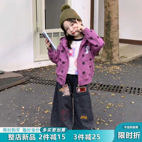 专柜女童春秋连帽卫衣棒球服