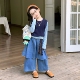 女童套装 三件套儿童背心洋气时髦春装 小女孩韩范马甲打底衫 牛仔裤