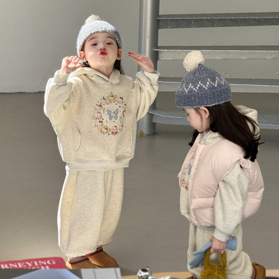女童夹棉马甲套装~kt加绒套装