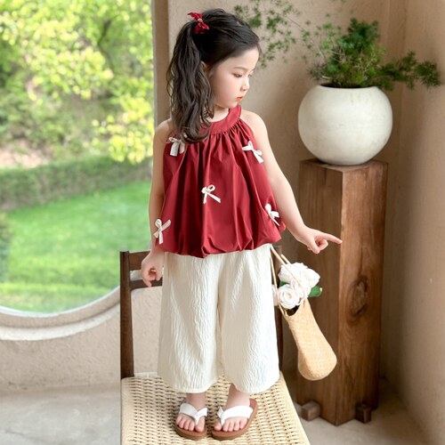 小卫丽女宝宝套装背心+花苞裤