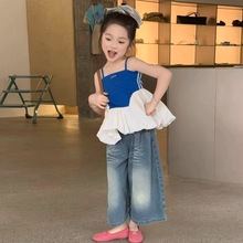 女童韩版套装吊带背心外穿夏季儿童小女孩洋气拼色时髦上衣牛仔裤