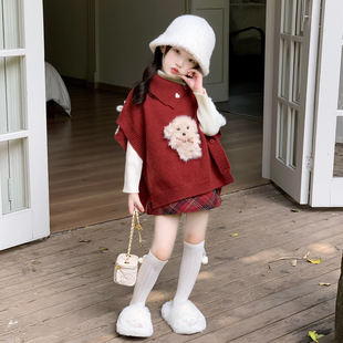 女童马甲套装秋冬装新款儿童背心短裙三件套小女孩韩系宽松针织衫