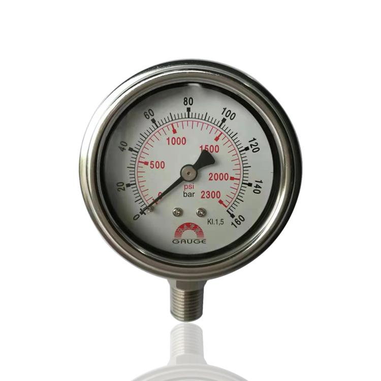 台湾华记表不锈钢压力表耐震充油加液表YBN63 160BAR 1/4PT工厂销