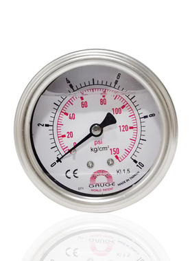 供台湾华记耐震压力表不锈钢压力表充油注液轴向横装SAFE YBN63Z