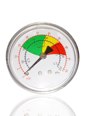 供轴向沙缸压力表塑壳横向泳池设备用YS-50Z 3.5KG 350KPA 50PSI