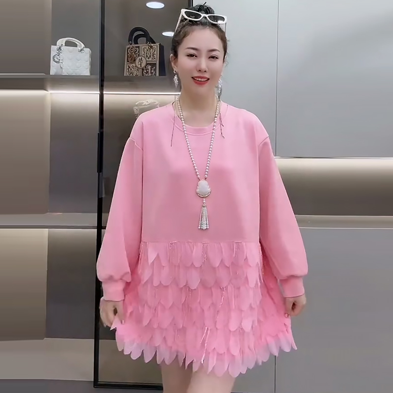 个性花瓣裙摆打底大衫女上衣大码