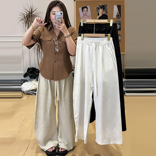 简约高腰休闲女裤净版大码弯刀裤