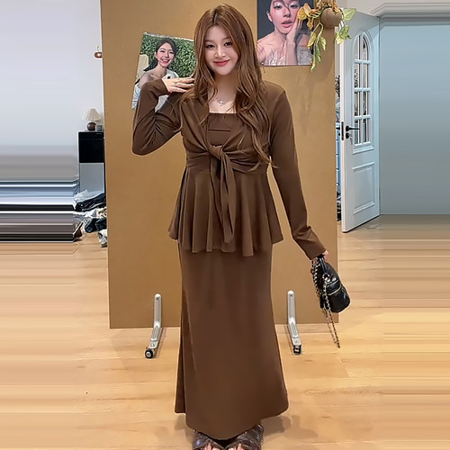 吊带背心开衫外披半身裙三件套潮