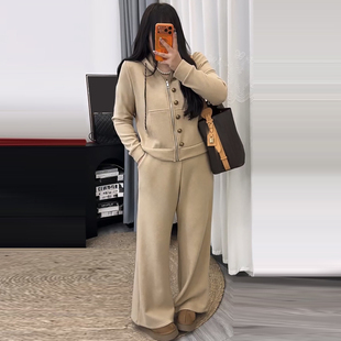 韩系百搭加绒外套休闲女裤子胖mm2025冬季新款显瘦宽松大码女装