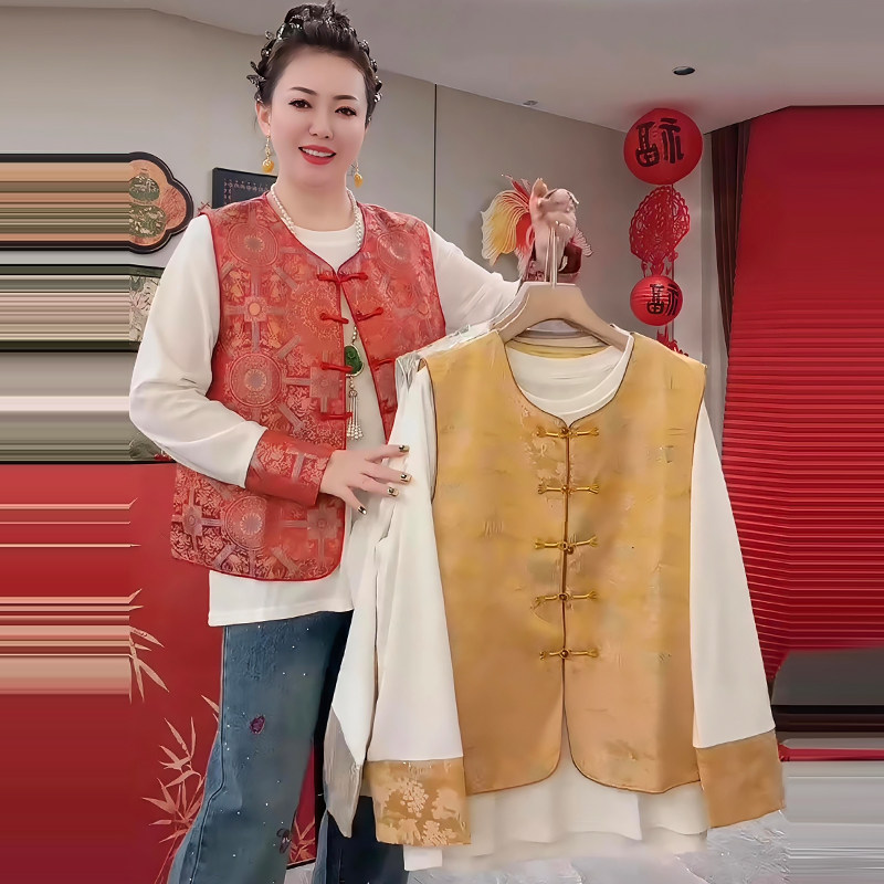 中式国风马甲打底衫上衣两件套胖mm2026春冬新款显瘦宽松大码女装,女装/女士精品,大码套装,淘宝优惠券,粉丝福利购,淘宝优惠卷