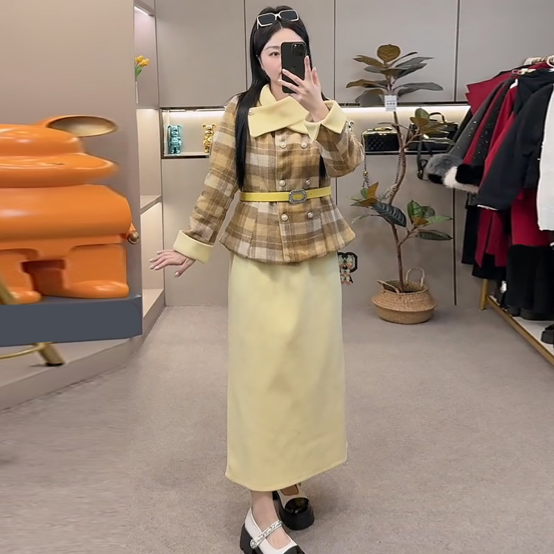 小香风毛呢外套女半身裙两件套胖mm2025冬季新款显瘦宽松大码女装,女装/女士精品,大码套装,淘宝优惠券,粉丝福利购,淘宝优惠卷