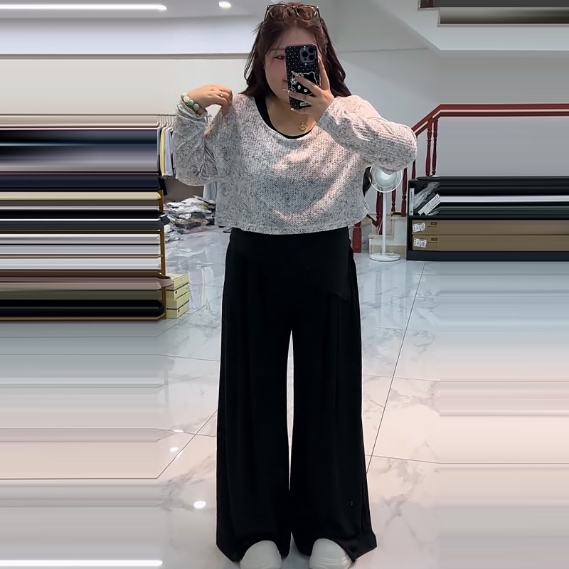 叠穿不规则背心罩衫裤子三件套胖mm2026春季新款显瘦宽松大码女装