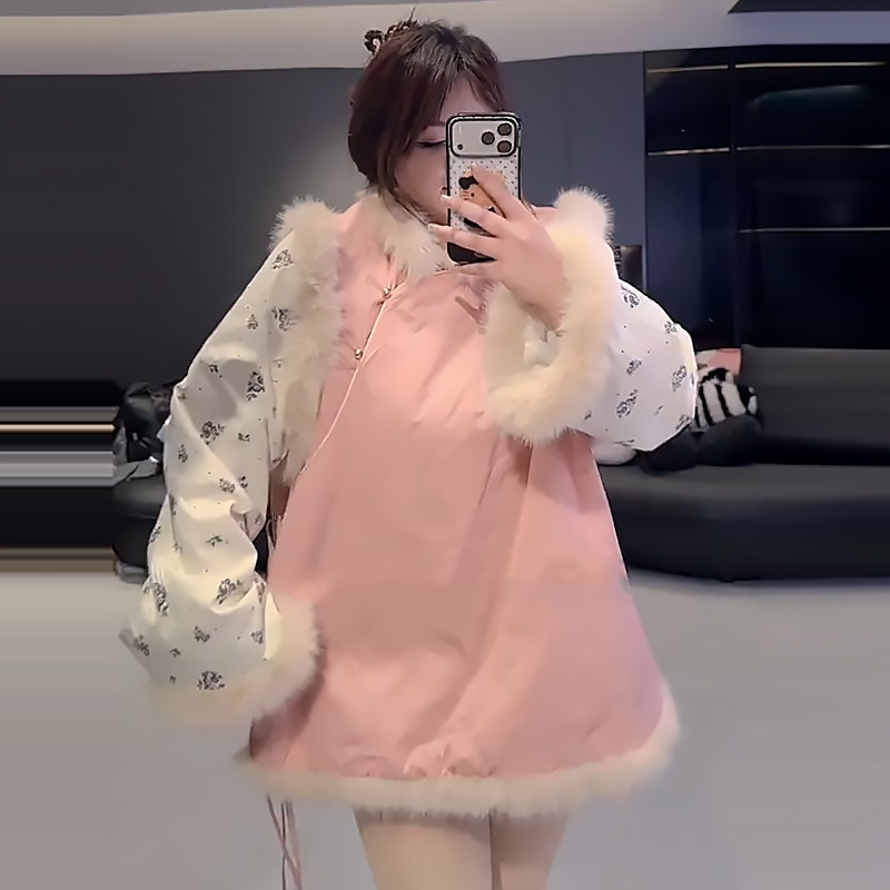 假两件加棉旗袍保暖上衣女外套胖mm2026春冬新款显瘦宽松大码女装,女装/女士精品,大码套装,淘宝优惠券,粉丝福利购,淘宝优惠卷