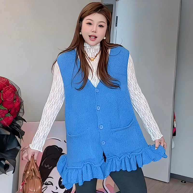 减龄木耳边马甲女打底衫套装胖mm2025冬季新款显瘦宽松大码女装潮,女装/女士精品,大码套装,淘宝优惠券,粉丝福利购,淘宝优惠卷