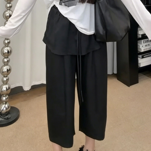 百搭八分屁帘裤高腰休闲女裤大码