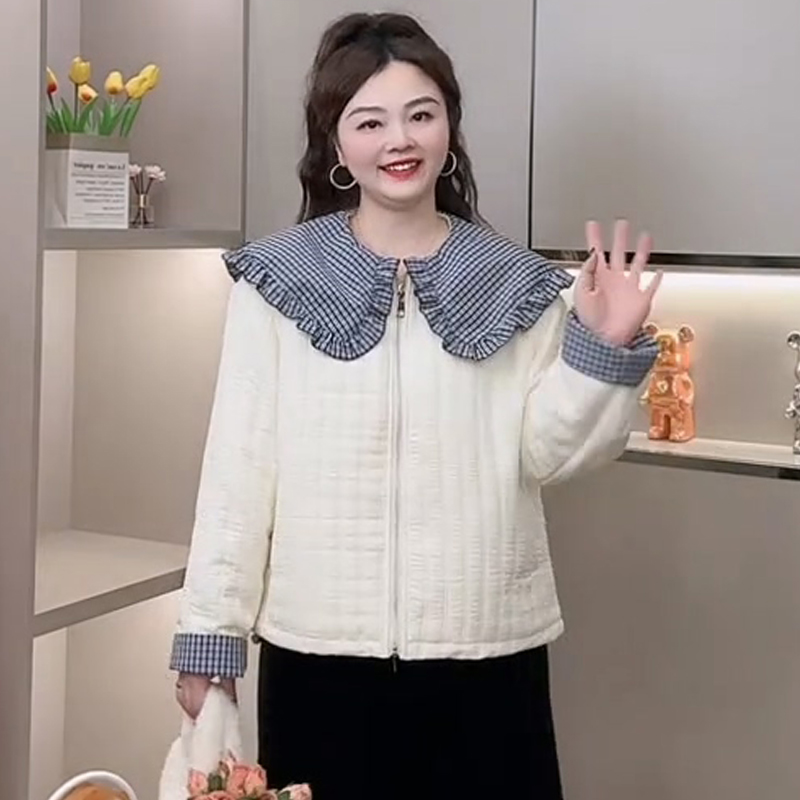 加棉外套甜美减龄娃娃领棉服上衣