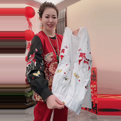 新中式 显瘦女装 锦鲤刺绣上衣国潮风上衣胖mm2026春冬新款 宽松大码