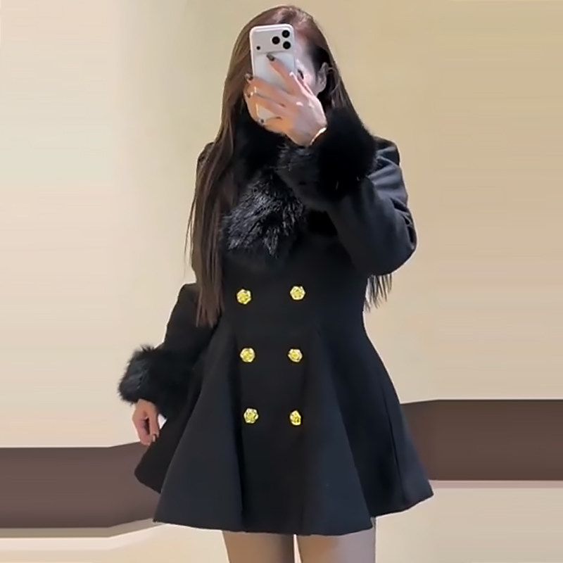 复古收腰加棉毛呢大衣时尚外套胖mm显瘦2025冬季新款宽松大码女装,女装/女士精品,常规大码外套,淘宝优惠券,粉丝福利购,淘宝优惠卷