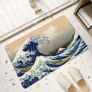 日式浮世绘 硅藻泥吸水垫卫生间地垫软防滑浴室脚垫卫浴厕所门口