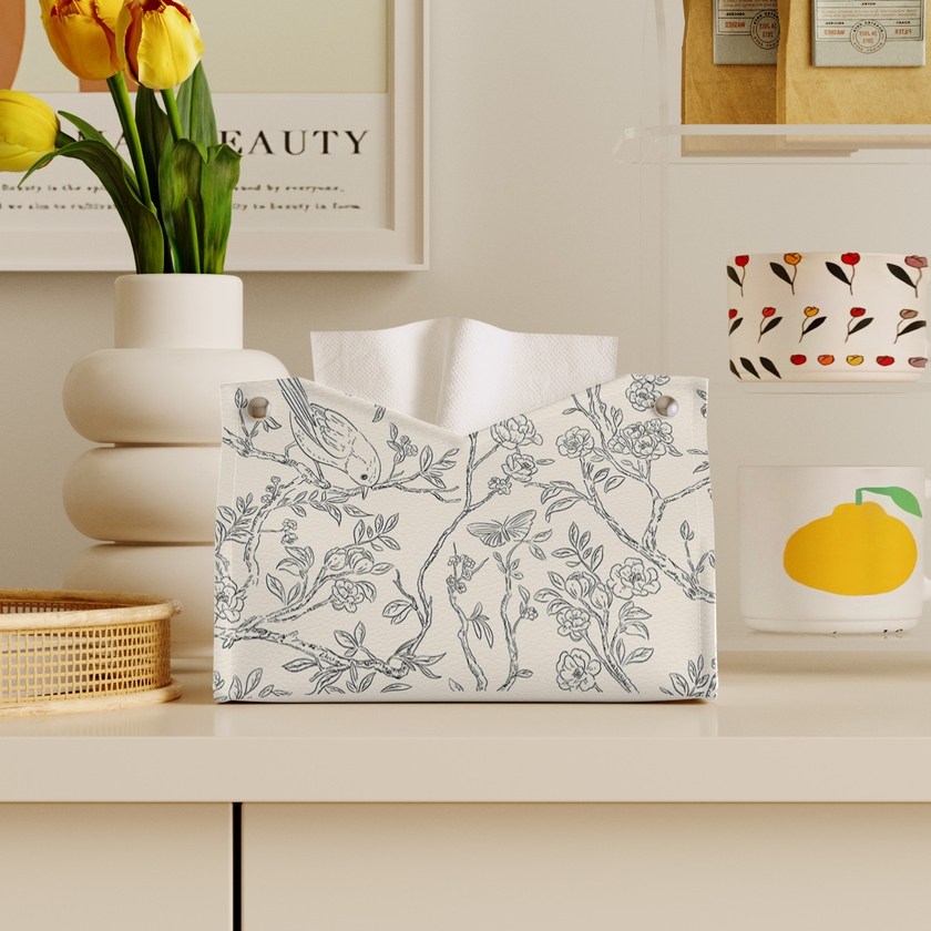 轻奢枝叶纸巾盒家用客厅餐桌床头柜可爱创意抽纸盒皮质轻奢高级感,收纳整理,纸巾盒,淘宝优惠券,粉丝福利购,淘宝优惠卷