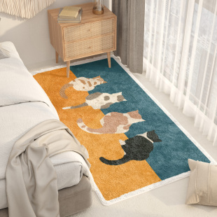 可爱猫狗 长条床边地毯客厅卧室加厚床前沙发脚垫飘窗地垫轻奢ins