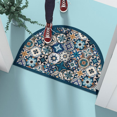 复古风摩洛哥半圆形入户丝圈地垫