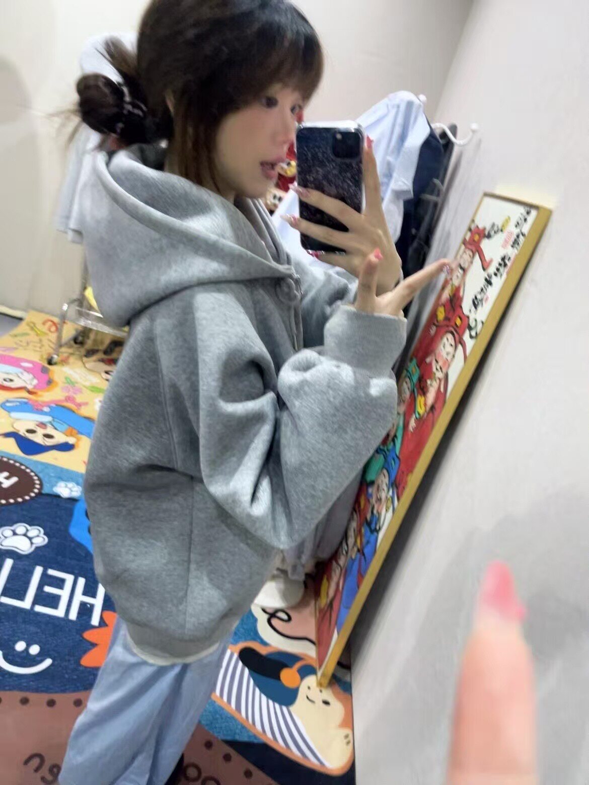 美式百搭开衫连帽衫卫衣男女春秋宽松慵懒休闲加绒拉链外套潮ins