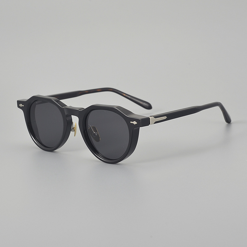 复古椭圆形偏光太阳镜防紫外线开车墨镜男女厚板材潮流眼镜遮阳镜