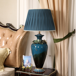 陶瓷水晶欧式 台灯床头灯卧室客厅浪漫轻奢灯具美式 创意艺术 新中式