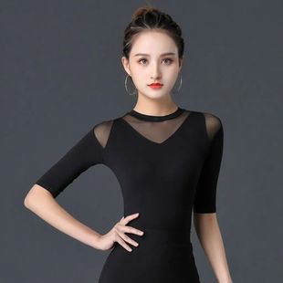 新款国标舞上衣女成人摩登舞蹈服装拉丁舞练功练习服交谊舞
